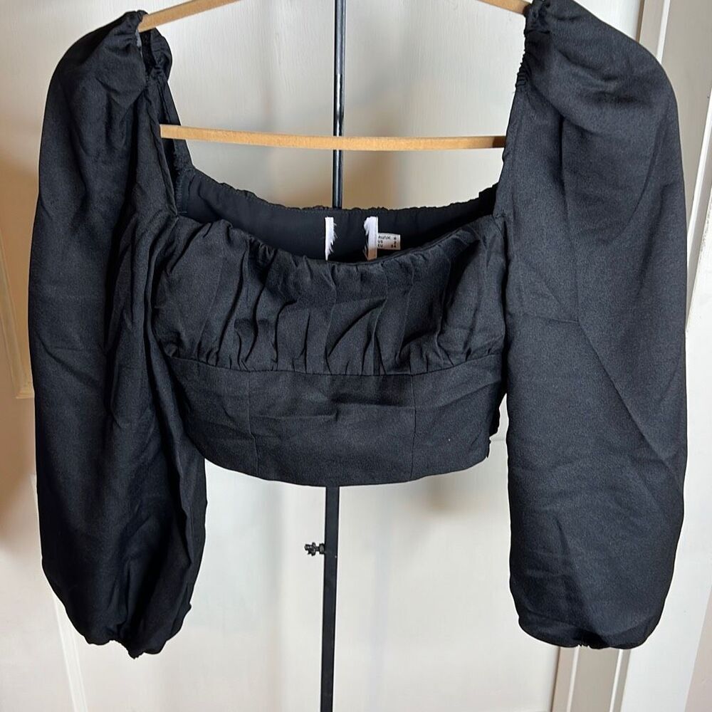 Princess Polly ARIAH LONG SLEEVE TOP BLACK Size 12 New